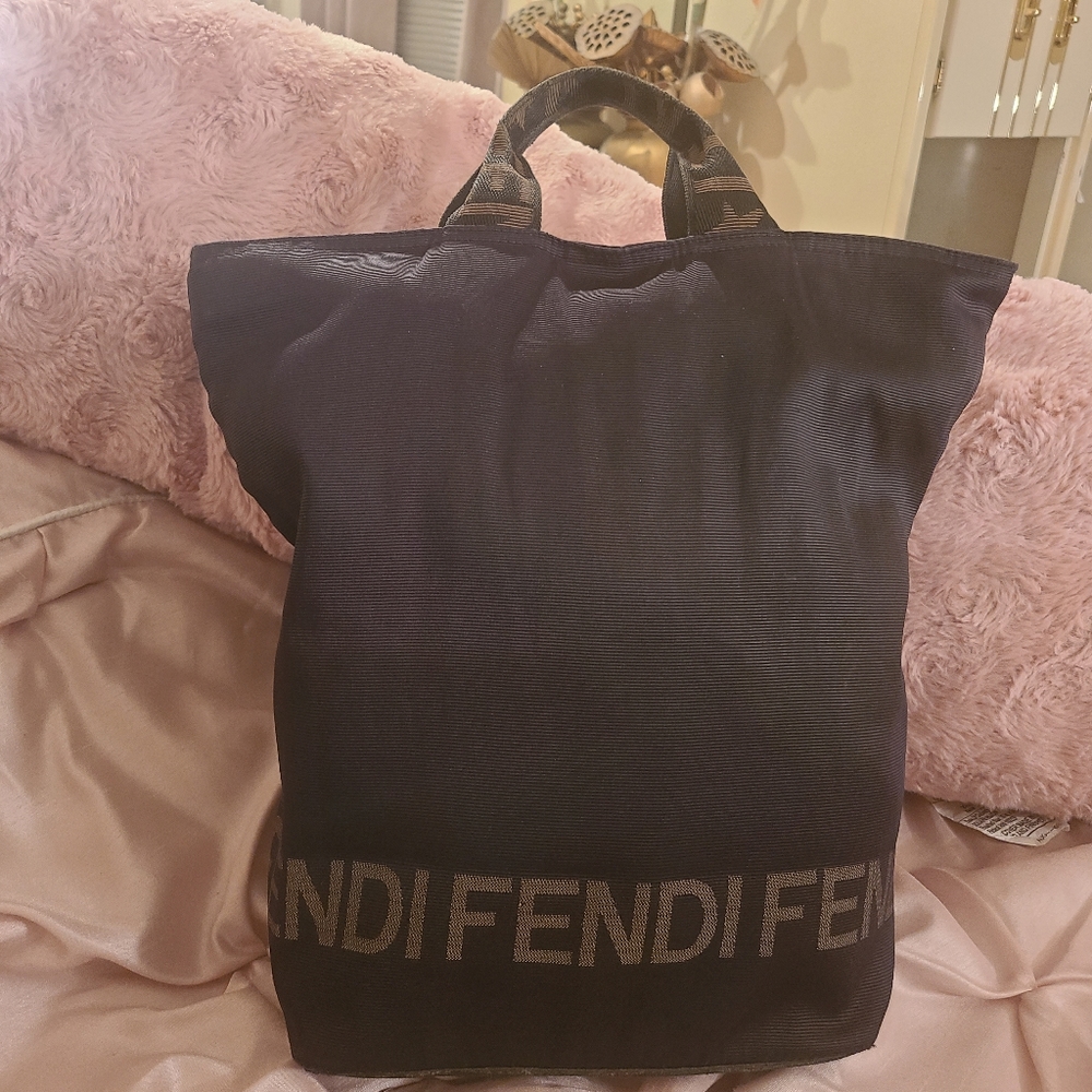 Fendi Black and Brown Logo Tote